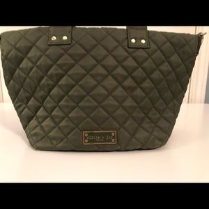 Olivia + Joy olive green quilted crossbody or tote